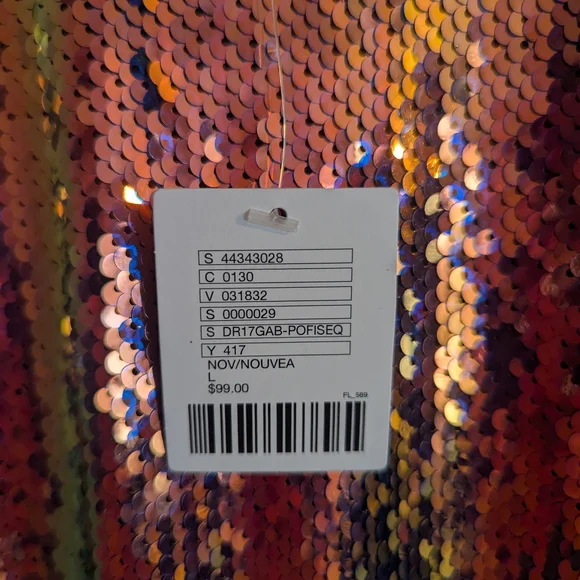 Chrome Sequin Backless Long Sleeve Dress - Picture 4 of 6